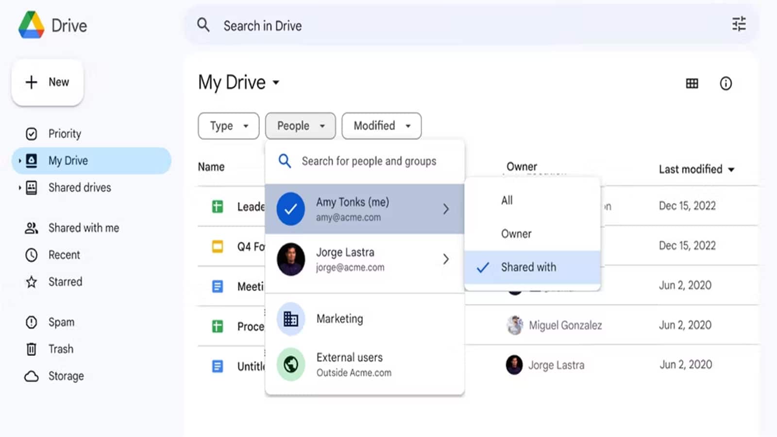 Google Drive-bijdragerfilter