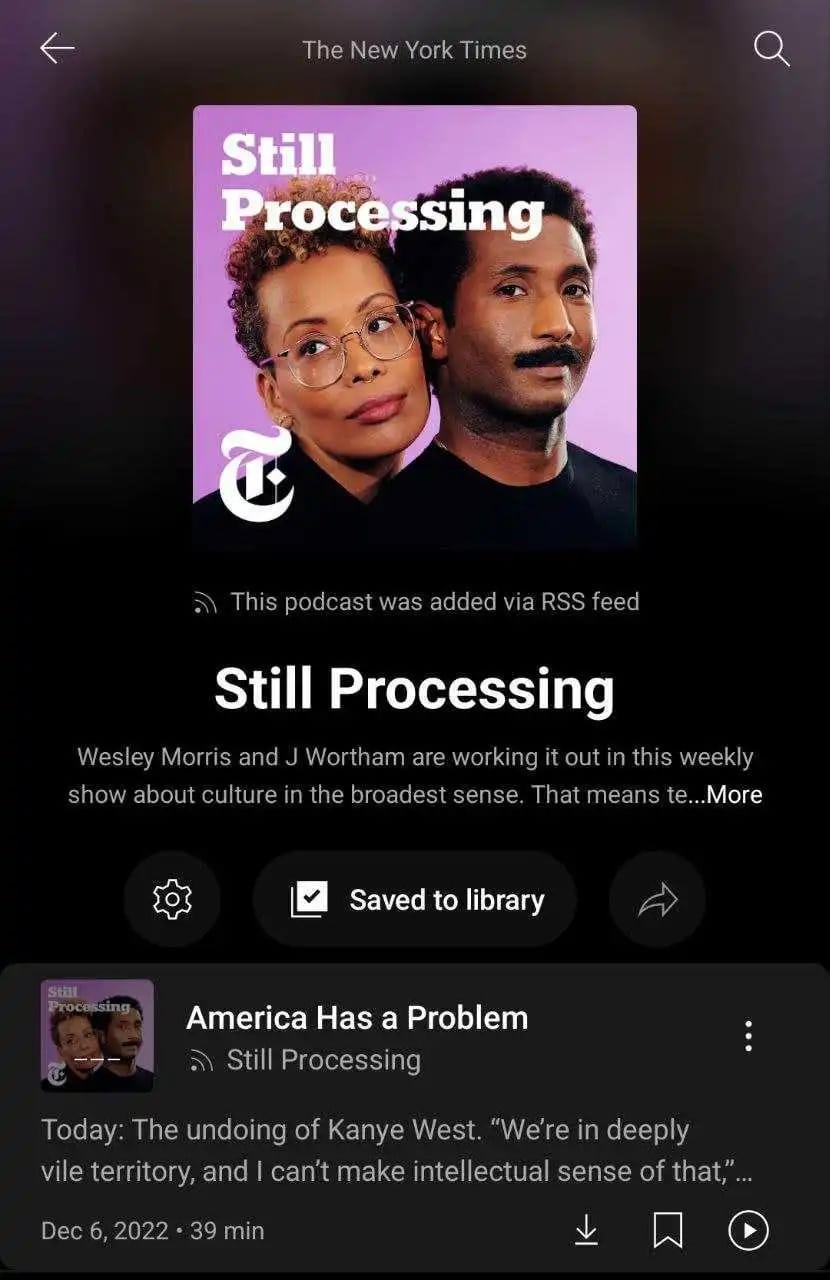 YouTube Music-podcasts RSS-feed 5