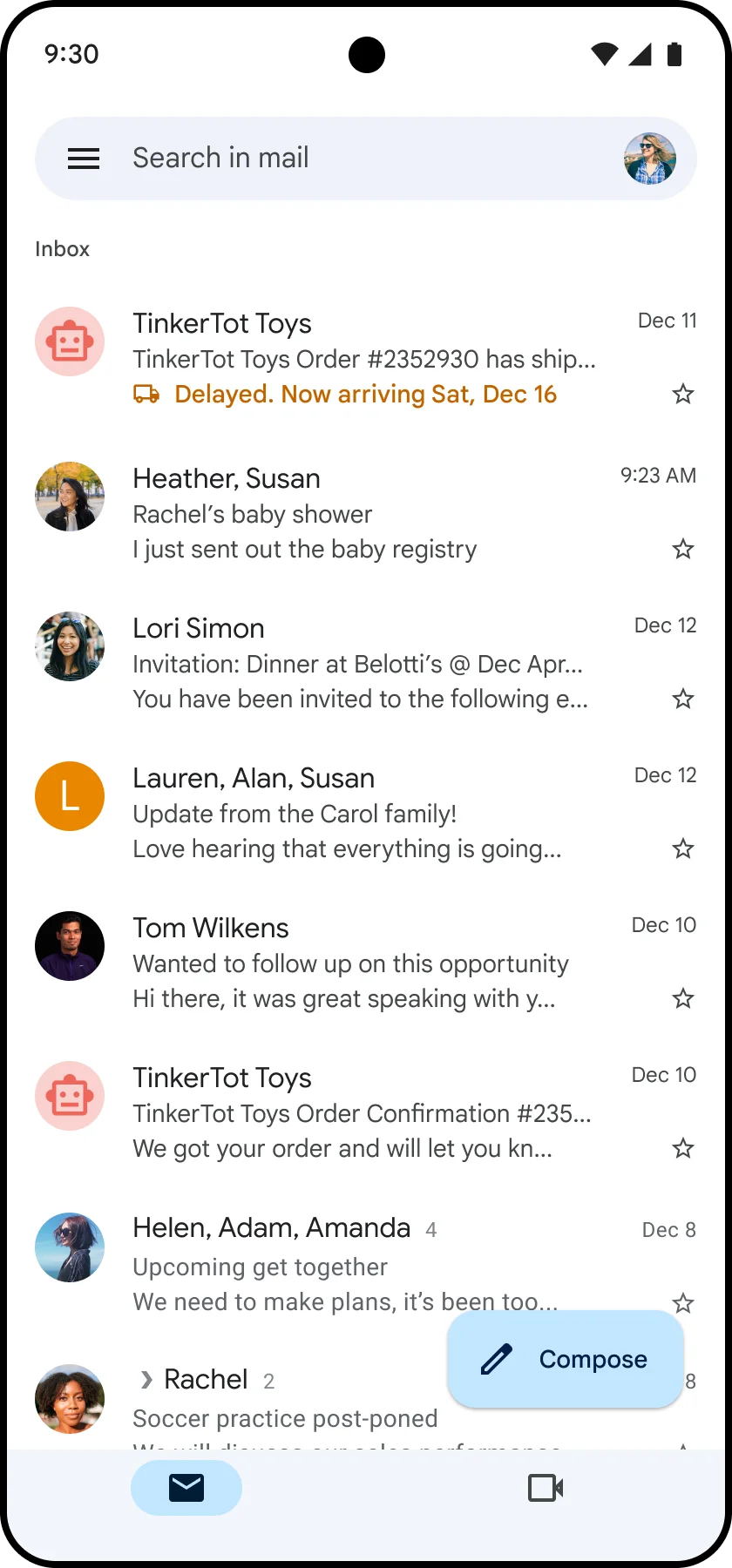 Trackingbult voor Gmail-pakketten