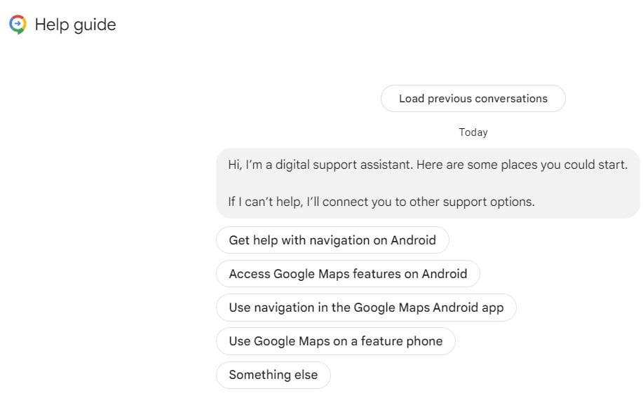 Help-pagina van Google Maps