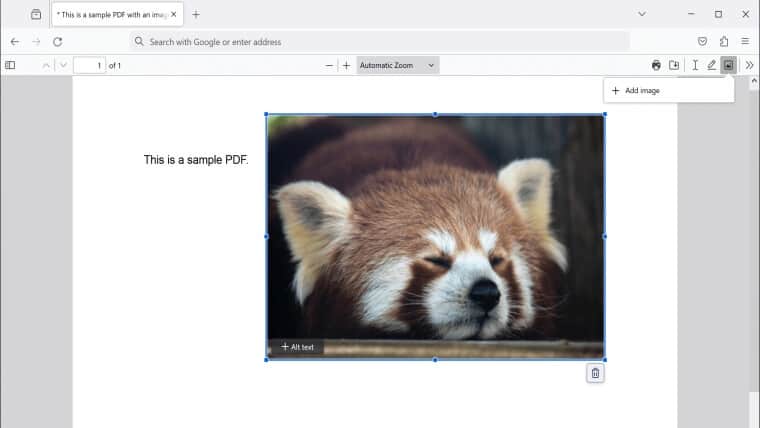 Firefox 121 PDF-viewer