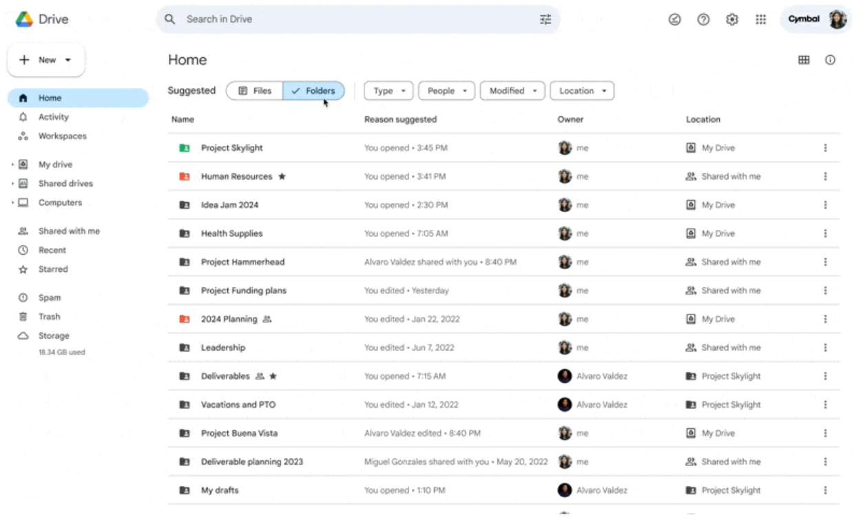 Google Drive web nieuwe startpagina