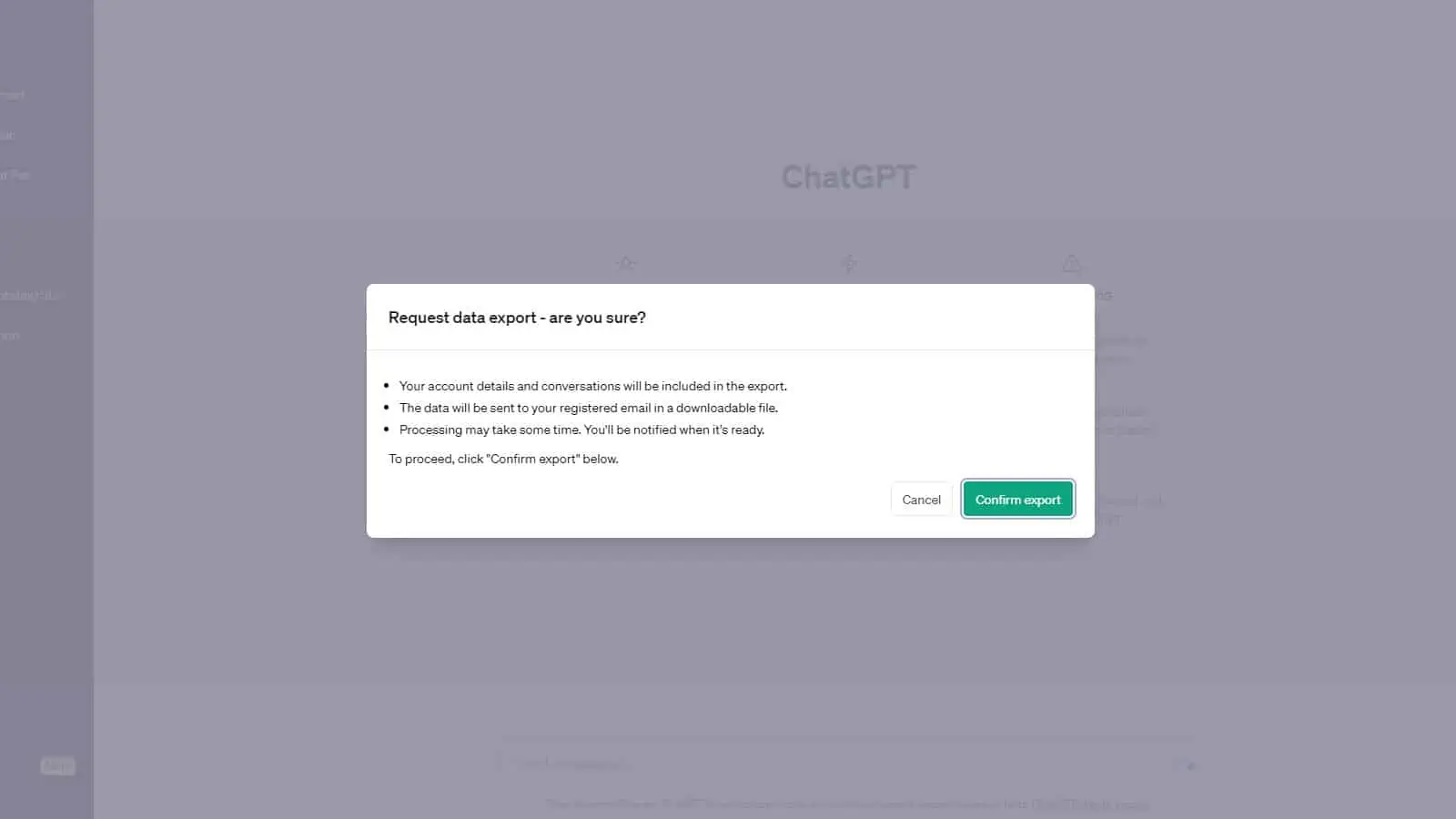 ChatGPT-gegevens exporteren 2