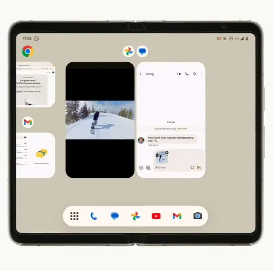 Pixel Fold gesplitst schermoverzicht Google IO 2023