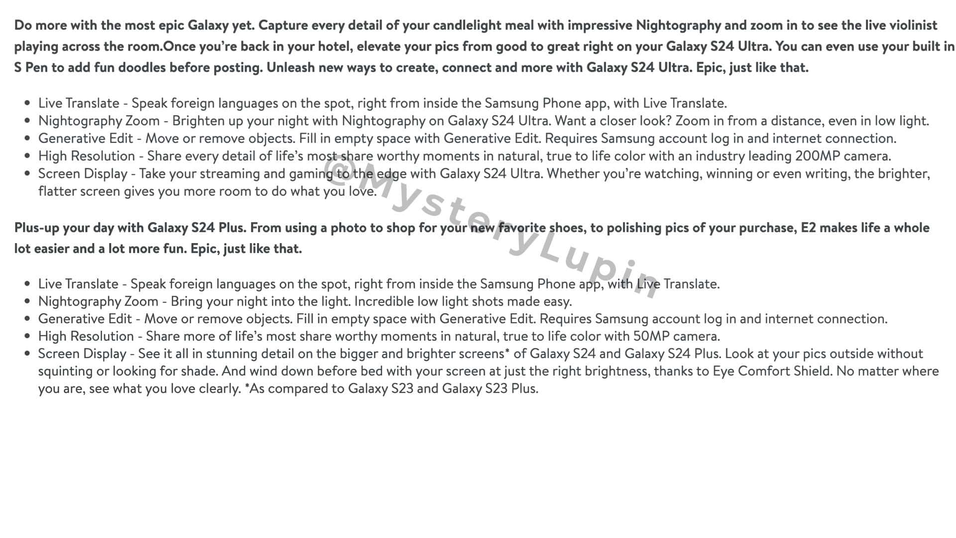 Samsung Galaxy S24 lekt AI-functies