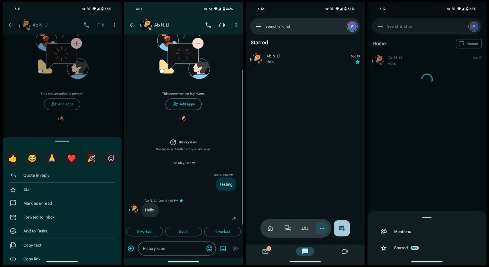 Google Chat-sterberichten Android-app