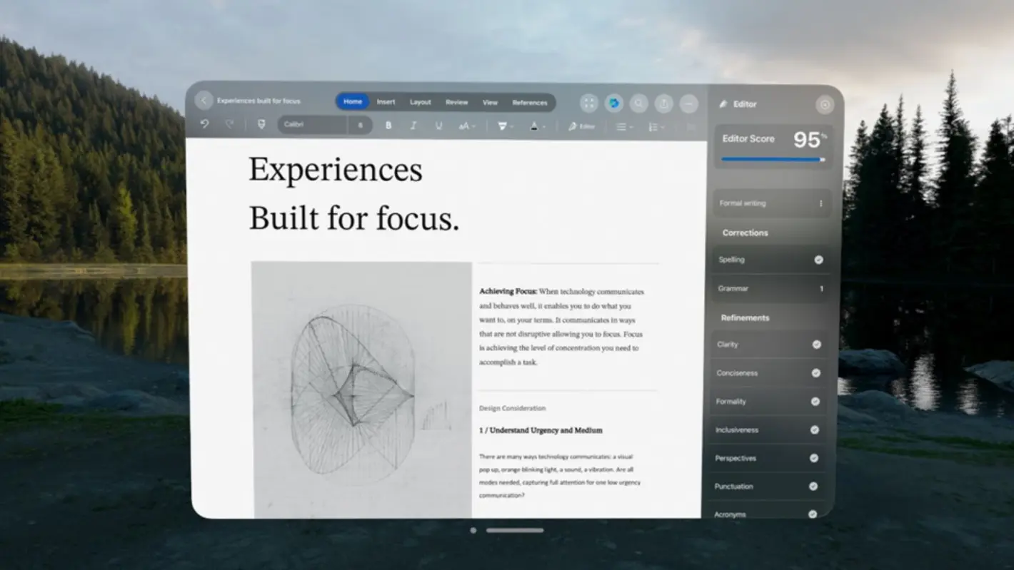 Microsoft Word Apple Vision Pro