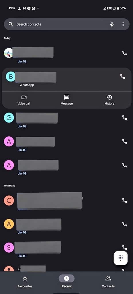 WhatsApp-oproeplogboek Google Phone-integratie