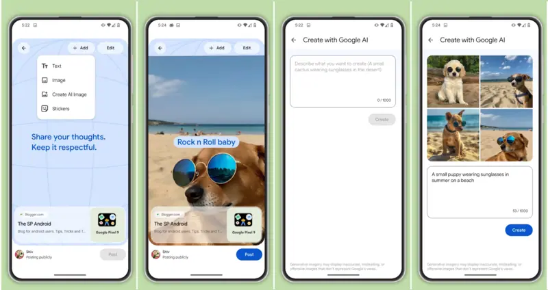 Google Search's Notes AI-aangedreven achtergrondafbeeldingen