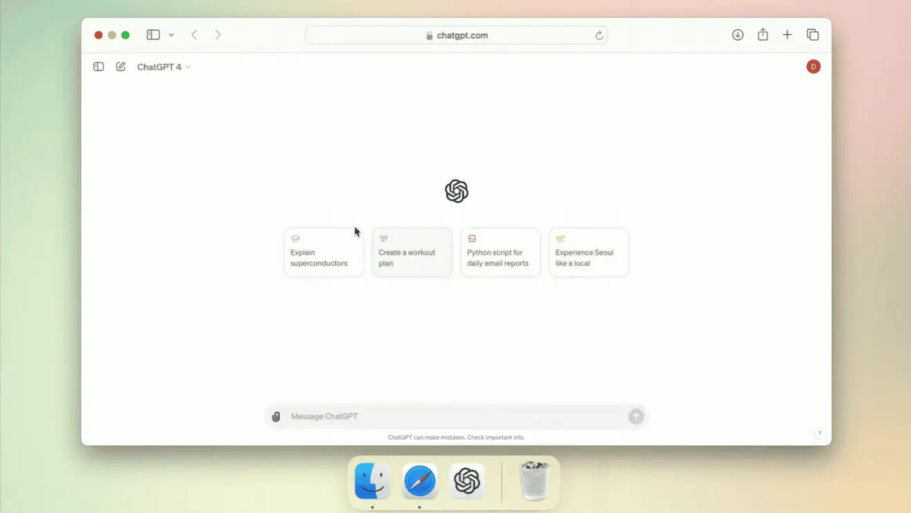 chatgpt destkop app mac nieuwe gebruikersinterface