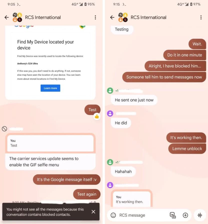 Google Berichten Geblokkeerd Contact Screenshot