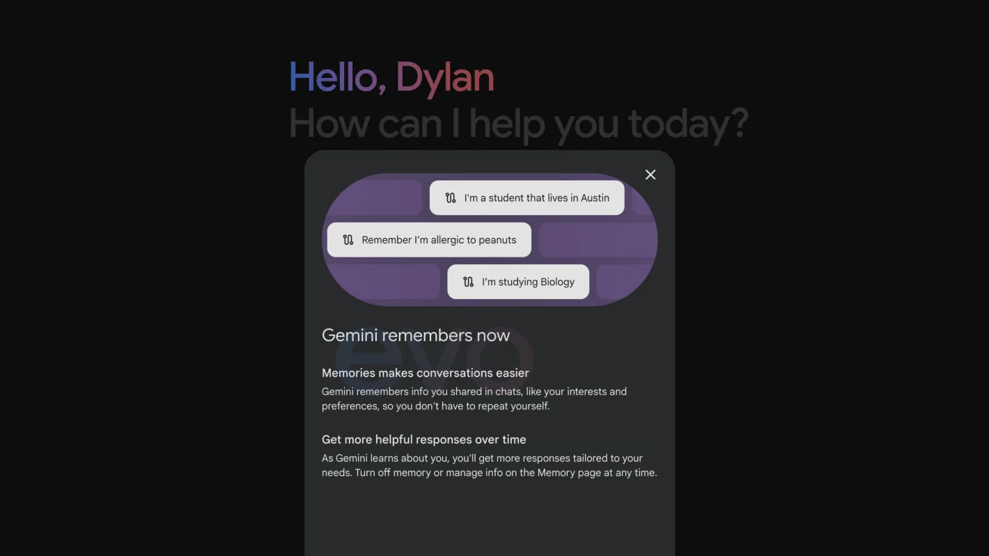 Google Gemini-geheugenfunctie
