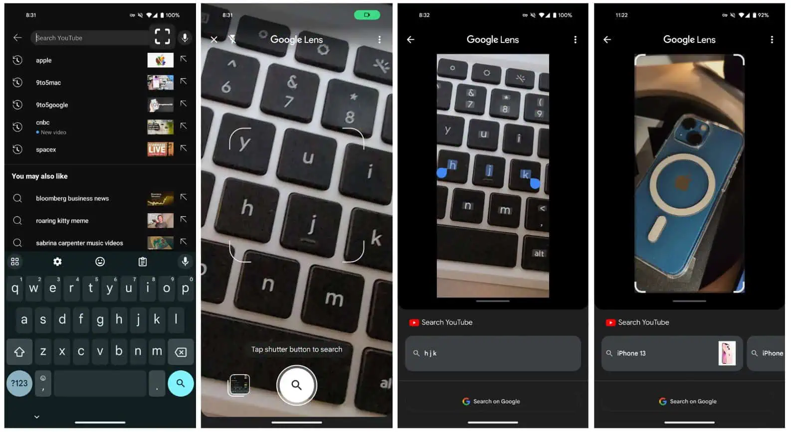 Integratie van YouTube en Google Lens