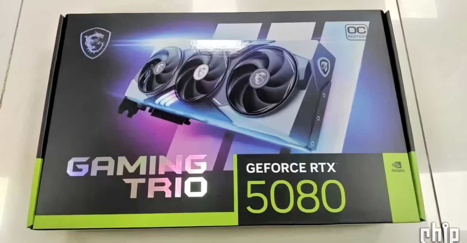 MSI's GeForce RTX 5080 GPU lekt met drievoudige ventilatoren en 16 GB VRAM