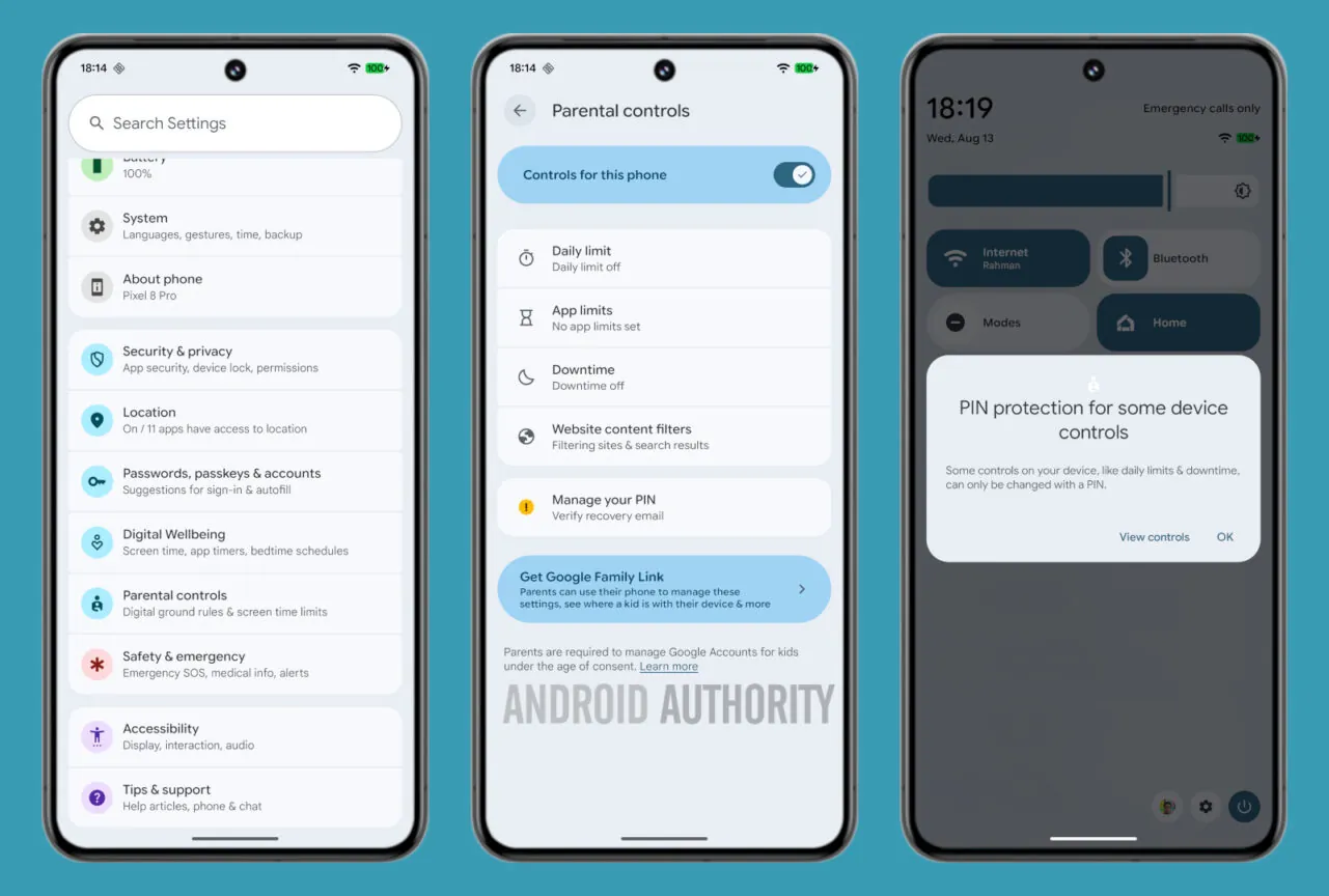 Android 16 QPR2 -functies voor ouderlijk toezicht