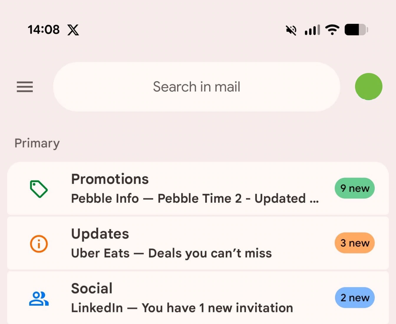Gmail -materiaal 3 expressieve zoekopdracht