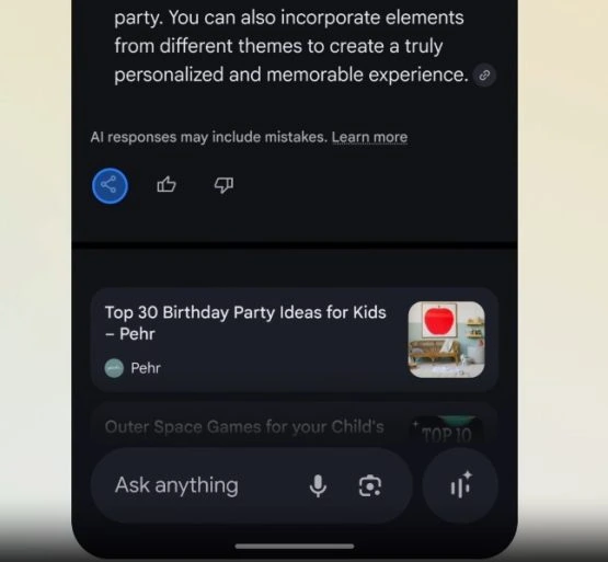 AI Mode Search -knop