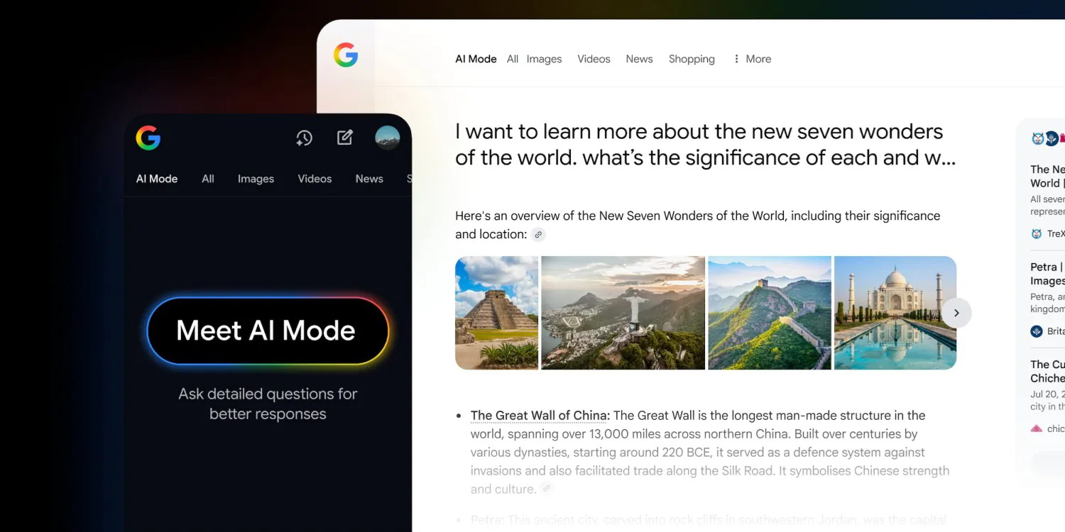 Google Search's AI -modus die wereldwijd uitbreidt met nieuwe agentische tools
