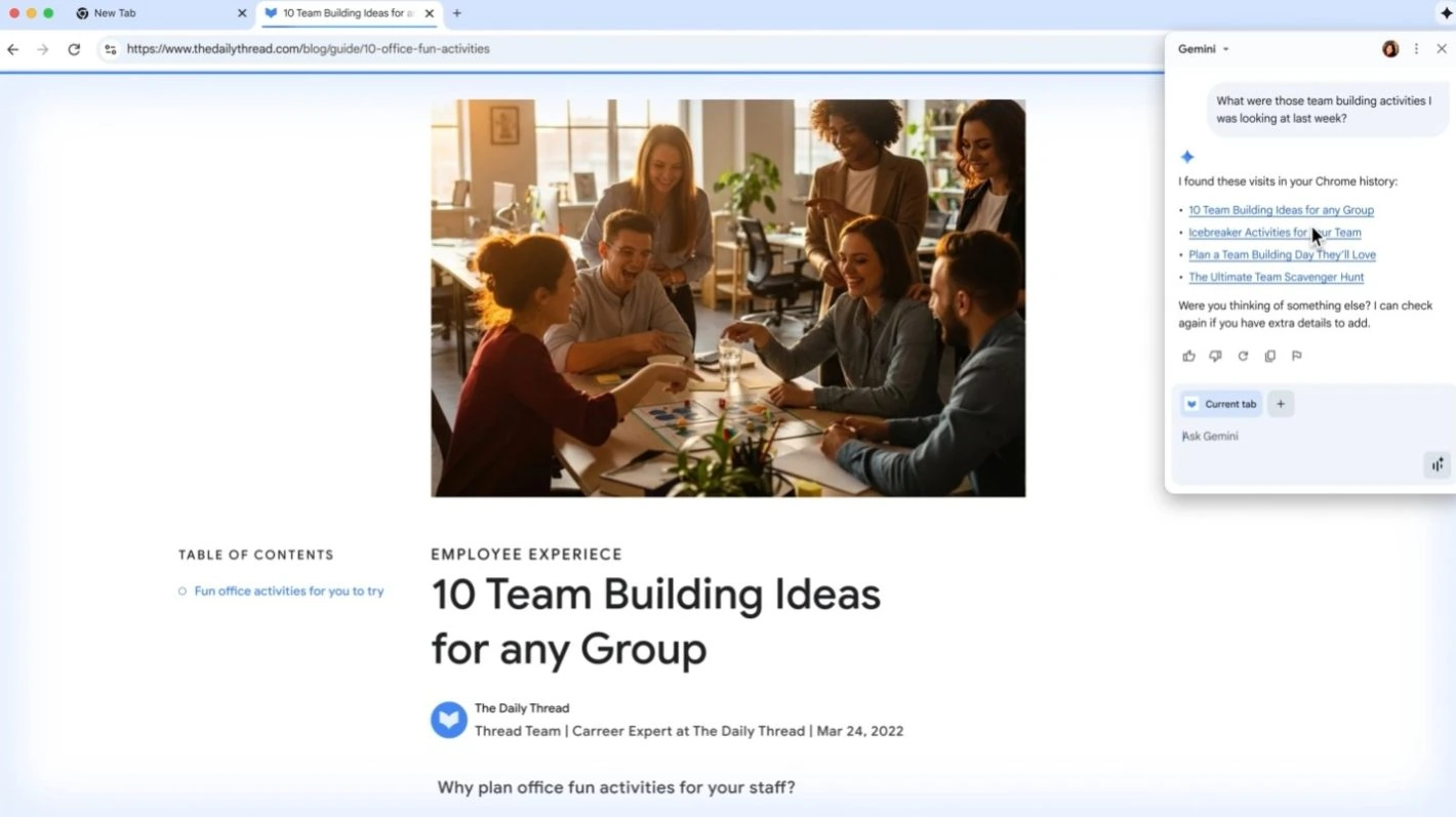 Gemini AI -assistent in Chrome 2