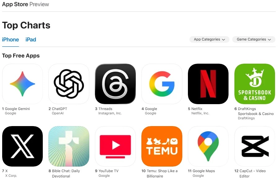 Gemini top gratis app iPhone