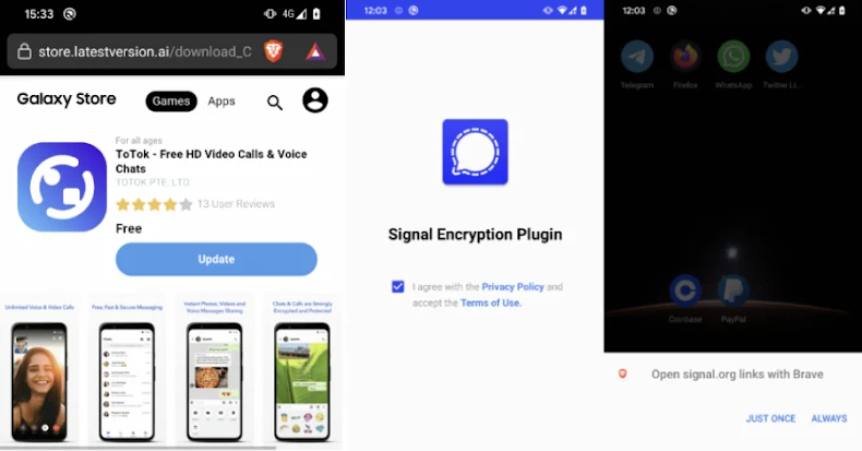 Pas op voor Android -spyware vermomd als signaalcodering plug -in en totok pro