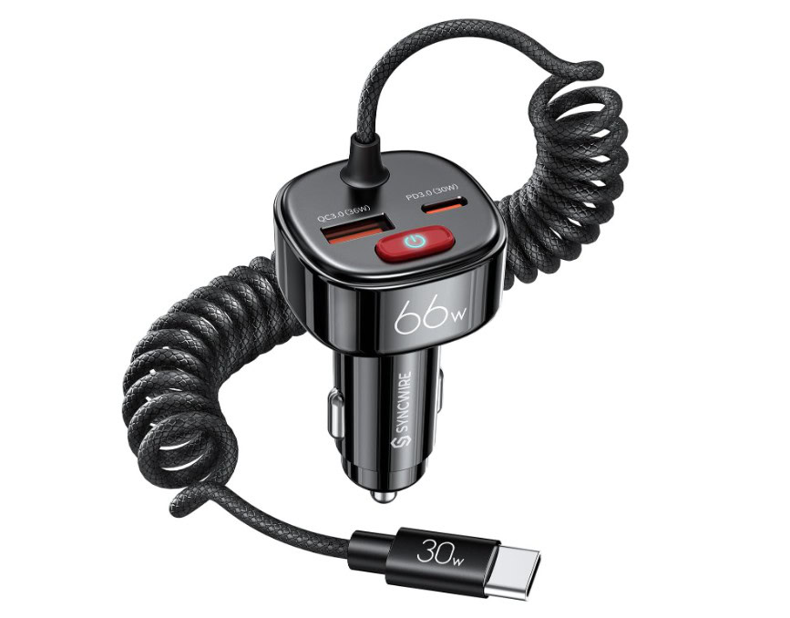 Syncwire 66W USB C-autolader met batterijlekkagepreventie