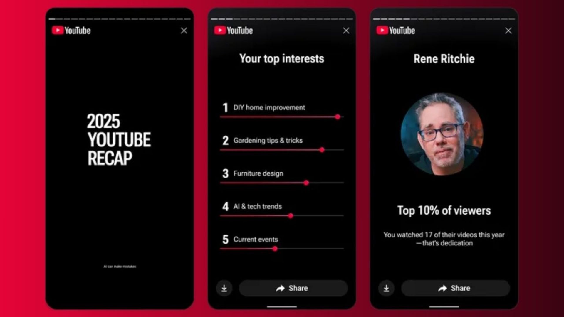 YouTube begint met de uitrol van 'Recap', de gepersonaliseerde Year-In-Review-ervaring