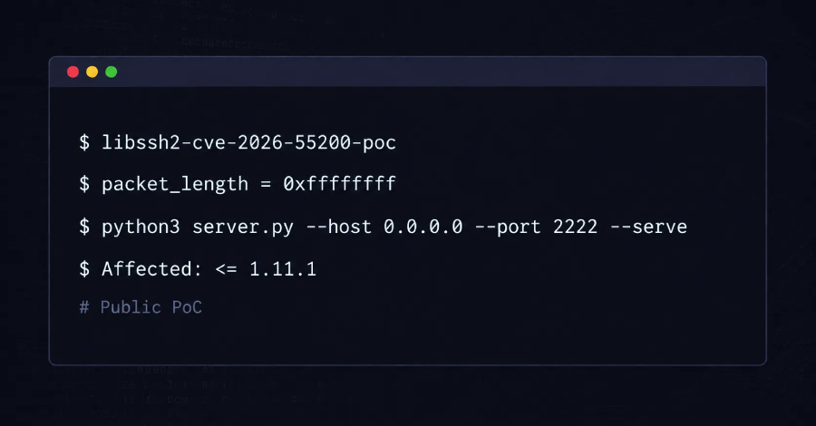 Openbare PoC vrijgegeven voor kritieke libssh2 CVE-2026-55200 SSH-fout aan clientzijde