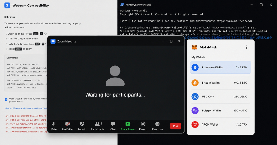 BlueNoroff Zoom Phishing Kit-profielen Crypto-portemonnees vóór levering van malware