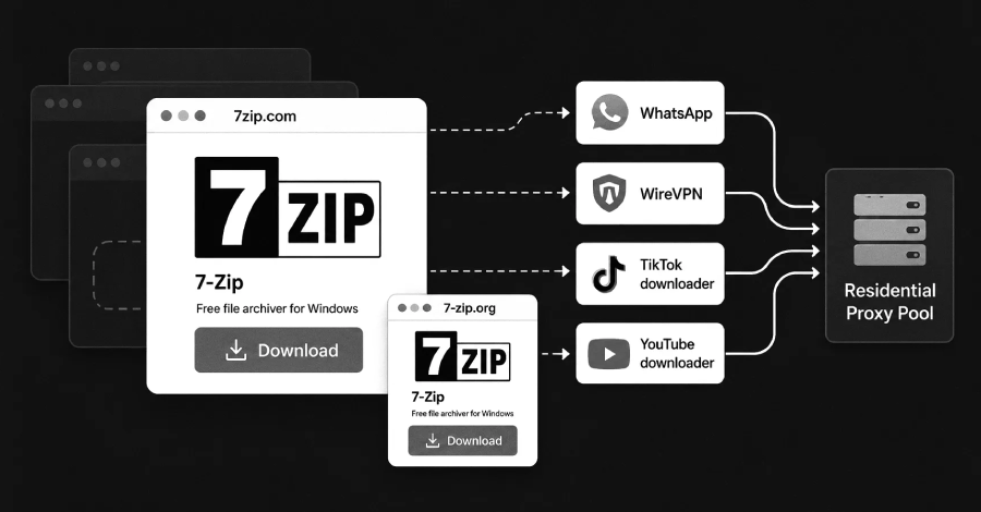 Valse 7-Zip-installatieprogramma's veranderen apparaten in residentiële proxyknooppunten