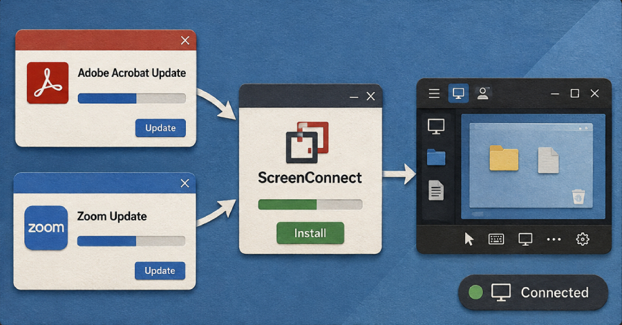 Valse Adobe- en Zoom-updates Installeer ScreenConnect voor permanente toegang op afstand